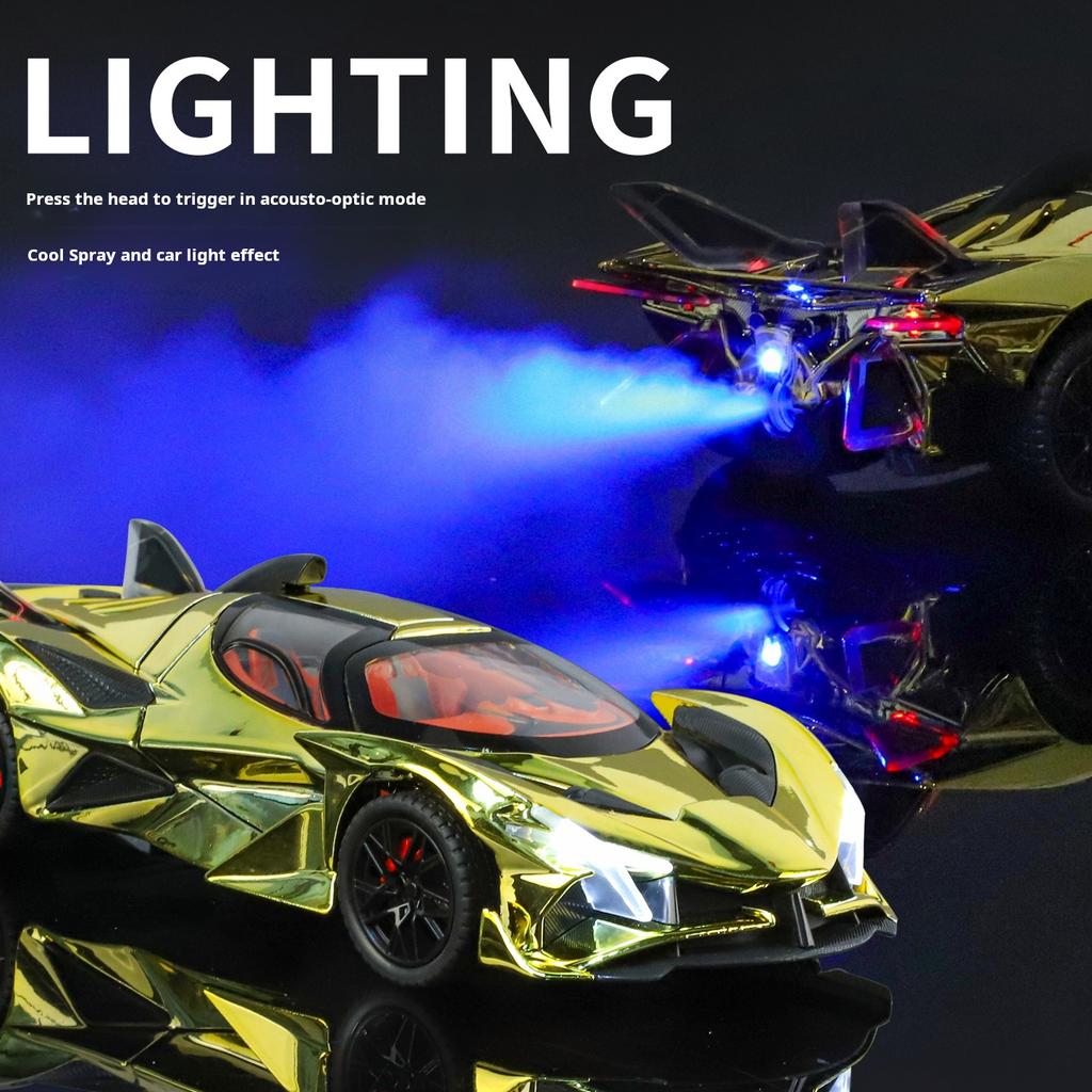 Alloy model car 1:24 Apollo EVO electroplated spray version model Diecast car Model with Sound &Light Boys Gift collectibles