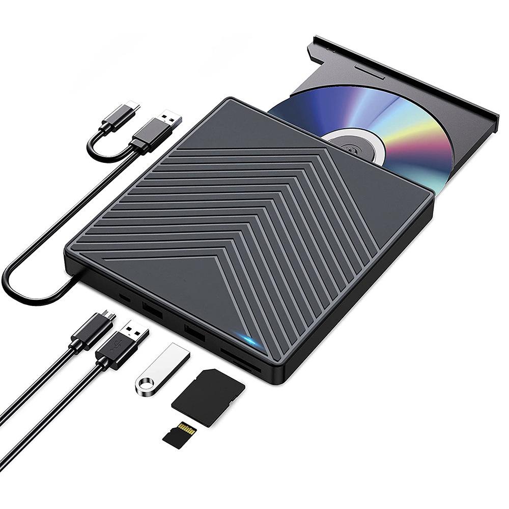 Multifunctional DVD burner, 5-in-1 USB mobile external optical drive for laptops Windows Mac Linux Cuich