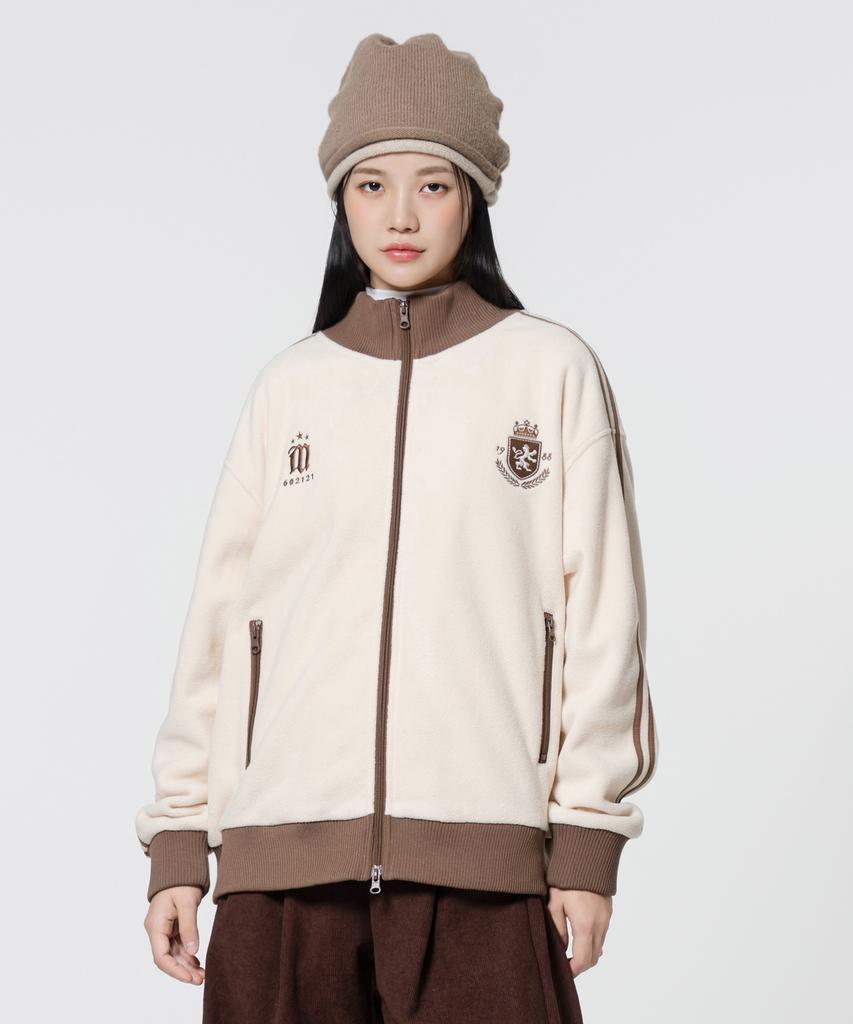 MOZMOZ Fleece Emblem Track Top Cream