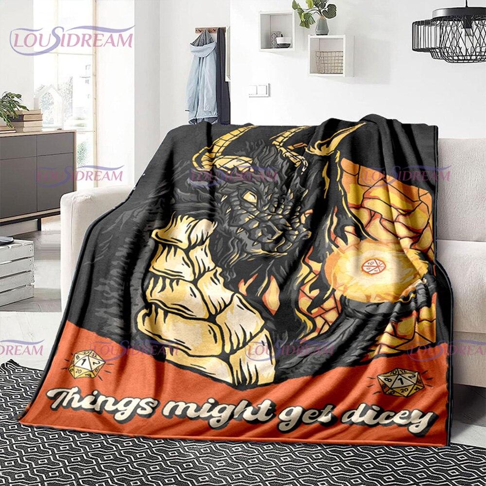 Buntes Geometrie-Muster, Klimaanlage, Flanelldecke, Bürozimmer, warm und bequem, Sofa, D20, Würfel-bedruckte Decke, Geschenk