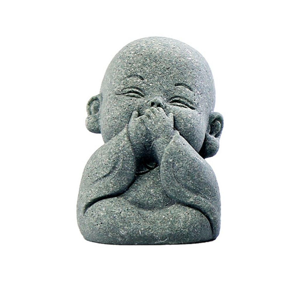 Monk Statue Gift Cute Little Monk Figurine Sandstone Delicate Dolls Buddha Statue DIY Chinese Style Desktop Cculpture Hallway