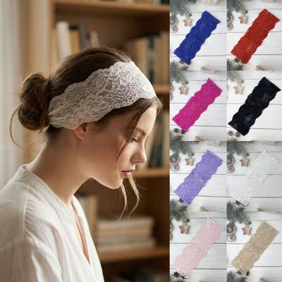 Fashion Hollow-Out Mesh Lace Headband Elegant Lightweight Lace Headscarf Breathable Solid Color Headwrap Cap Lady Girls Headwear