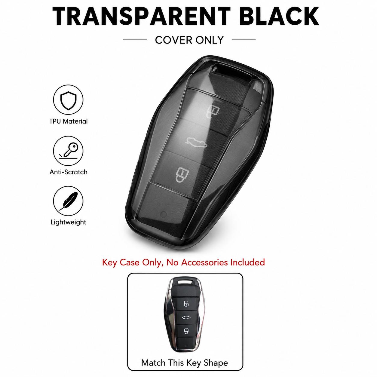 Transparent TPU Key Case For Sehol JAC Car Key Cover Only