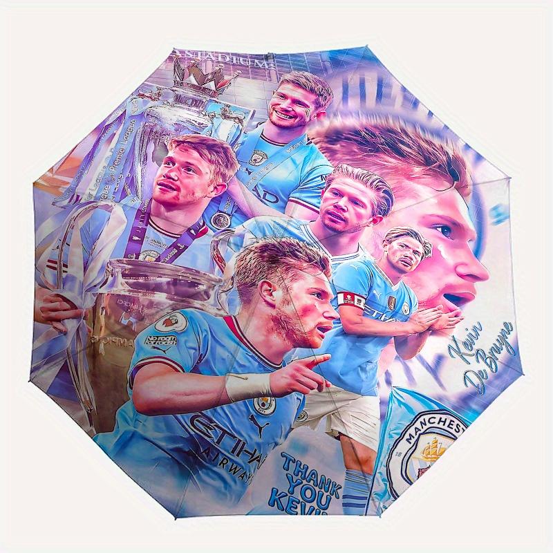Kevin De Bruyne, Ombrello Automatico con Apertura e Chiusura, Ombrello da Viaggio Compatto, Leggero e Portatile, Adatto per Bea
