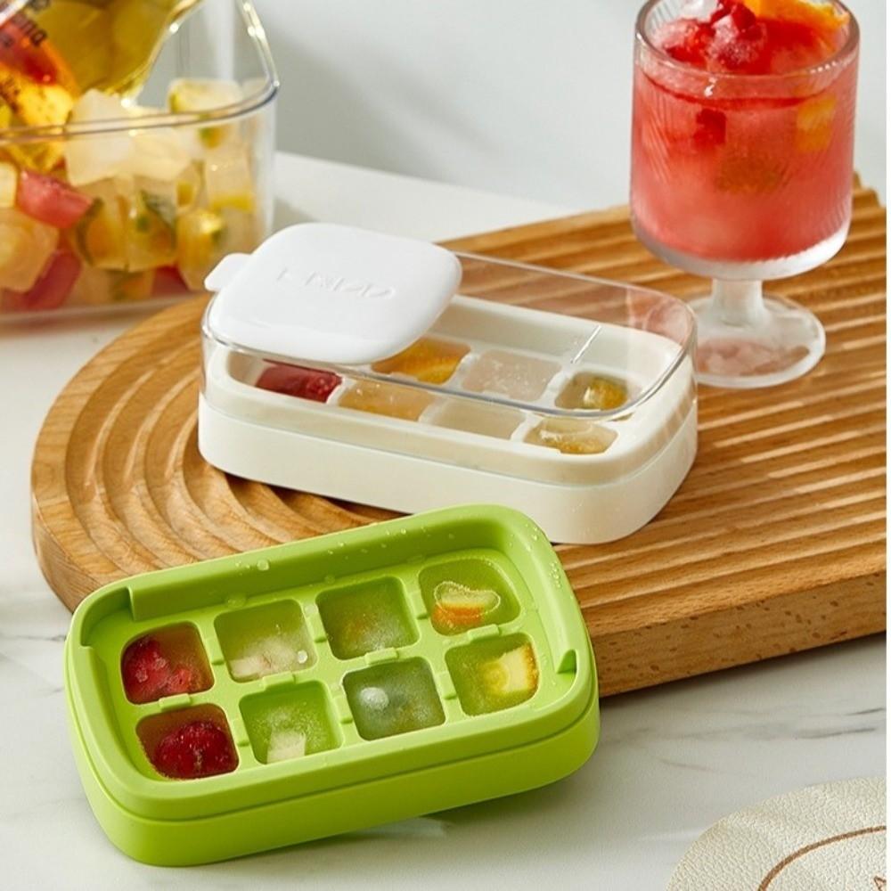 Easy Release Ice Cube Maker 8 Grid Ice Molds Storage Box Creative Ice Freezer  For Cocktail