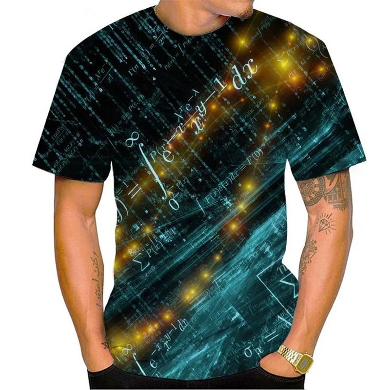 3D Printed Mathematical Formula T-Shirt For Men Equation Pattern T Shirts Summer Casual Unisex Short Sleeve Tops Round Neck Tees