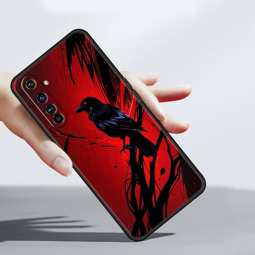 Black Raven Soft TPU For Realme 13 12 11 10 9 Pro Plus GT3 GT2 C21 C25 C35 C53 C55 C67 Pro 5G Phone Case Cover Fundas Capas Bags