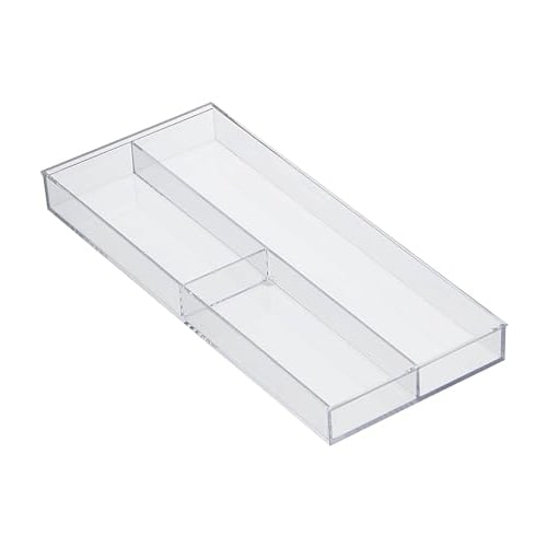 Yamazaki Tower Extendable & Sliding Cutlery Tray, White, Approx. W25 x D24.6-45 x H5.7cm, Extendable Drawer, Cutlery Storage, Model 3382
