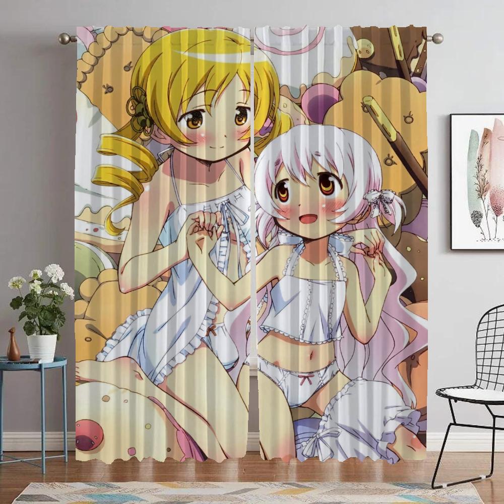 

Шторы для детской комнаты Puella Magi Madoka Magica Шторы для интерьера дома для камеры Шторы для гостиной Украшения на Хэллоуин W50xH70cmx2pcs-CL