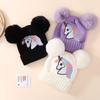 Baby Girl Hat Knit Baby Winter Hat Cute Baby Beanies for Girls Thick Warm Toddlers Double Pompoms Cap for 1-4 Yeas Old