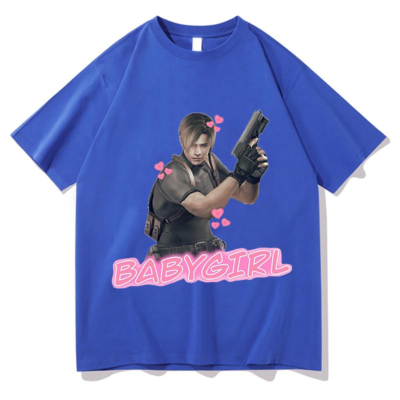 Leon Kennedy Tee Summer Short Sleeve Loose Male Tshirts Unisex Streetwear Pure Cotton Fashion Design Graphic Merch Tops Clothes
