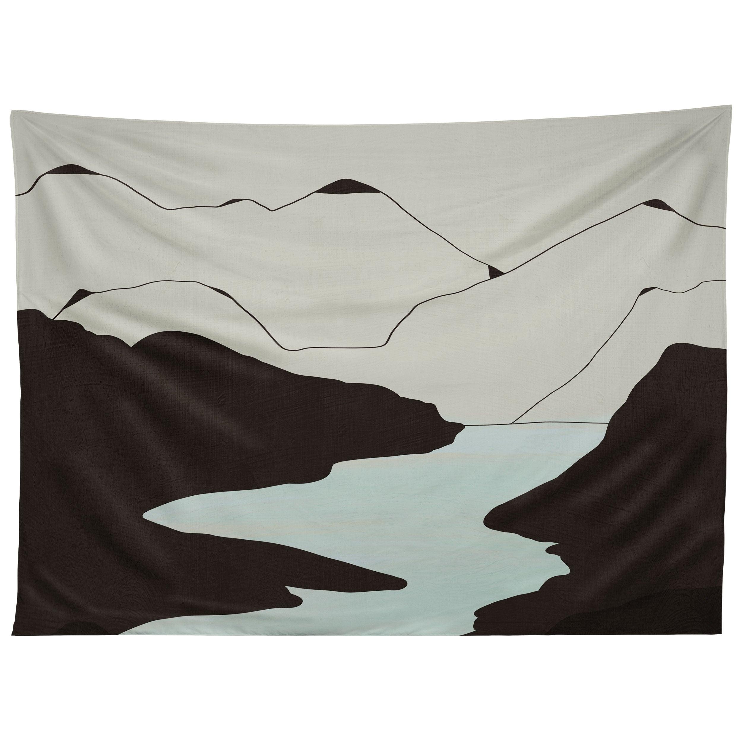 MINIMAL MOUNTAINS IN THE SEA tapestry 75x100