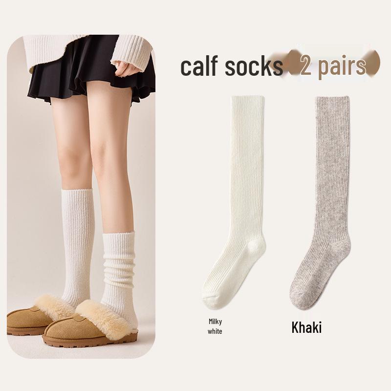 Wool Knee-High Socks for Women - Warm, Thick, Plus Velvet, Ideal for Fall & Winter