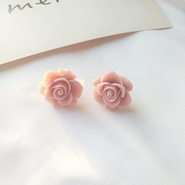 Koreanische Schlichte Muschel Kamelienrose Blume Ohrclips Ohrringe Kein Piercing Retro Kleine Gänseblümchenblume Clip-On Ohrringe Kein Gepierctes Ohr