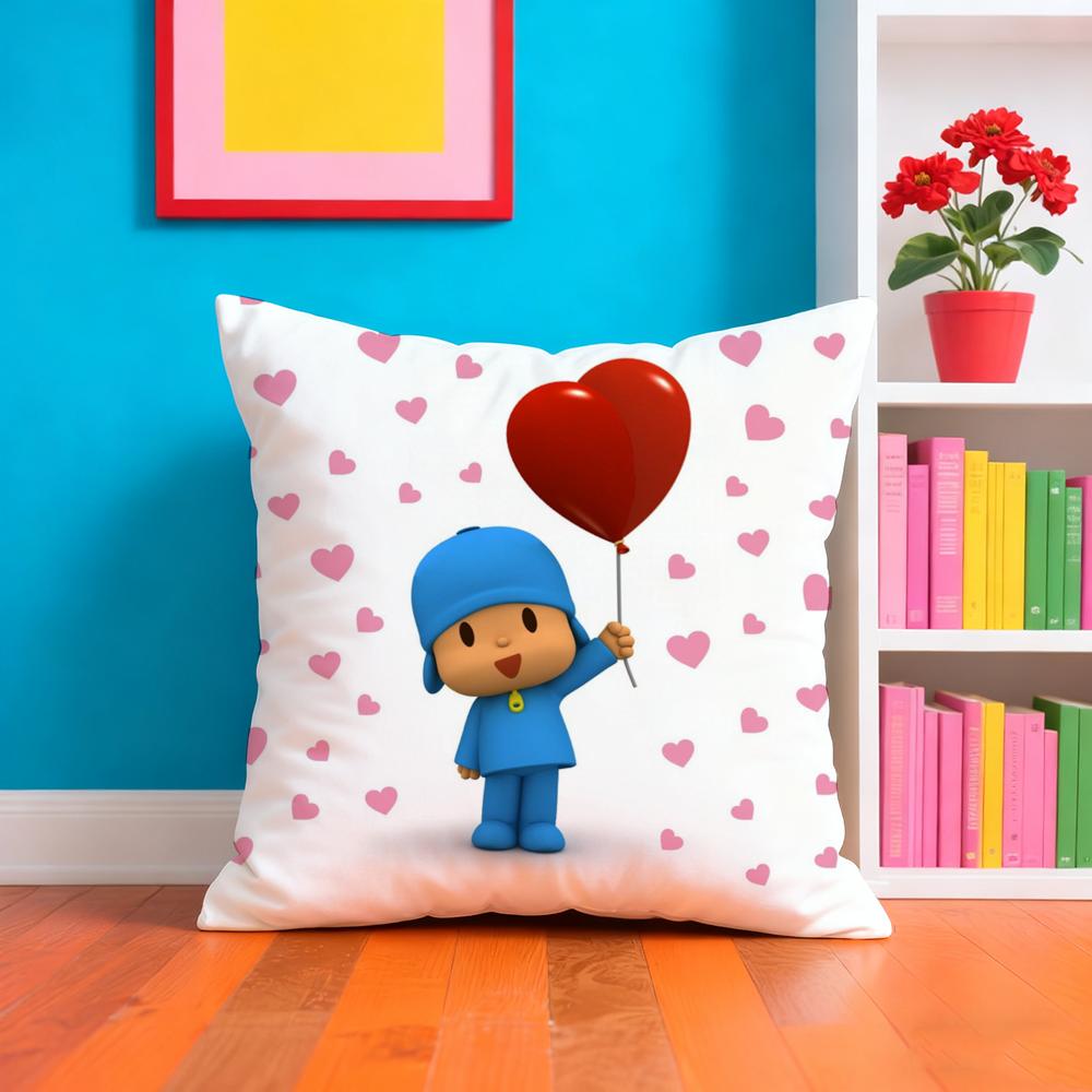 Cartoon Cute P-Pocoyo Pillow Case Plush Fabric Soft Double-Sided Printed Sofa Warm Winter Home Gift Cushion Cover
