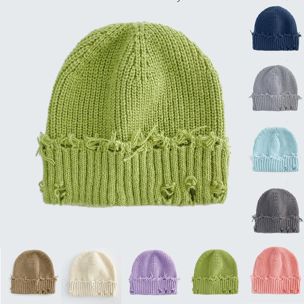 Knitted Hat, Children's Woolen Hat, Perforated Hat, Versatile And Eye-catching, Small Face