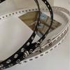 Oeillets Rivets Bricolage Portable Ceinture de Taille en Cuir PU Double Cercle Chaîne de Taille Nouée Extra Longue Mince Ceinture Double Couche Trouée Ceinture