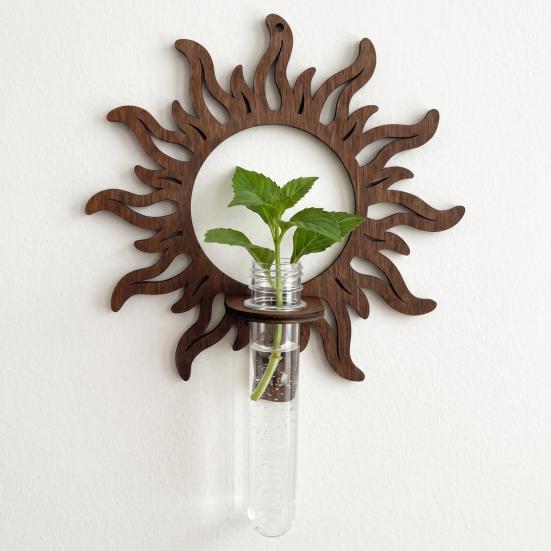Wall Shelf Hydroponic Plant Frame Durable Wall-Mounted Plant Holder with Transparent Test Tube for Home Decor