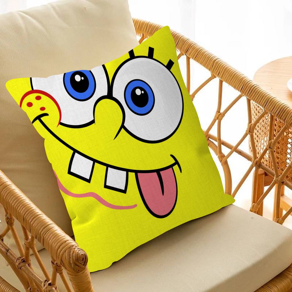 Cartoon Sponge And Bobs S-SquarePants Pillow Cushion Cover Pillowcase Living Room Sofa Home Decor Customized