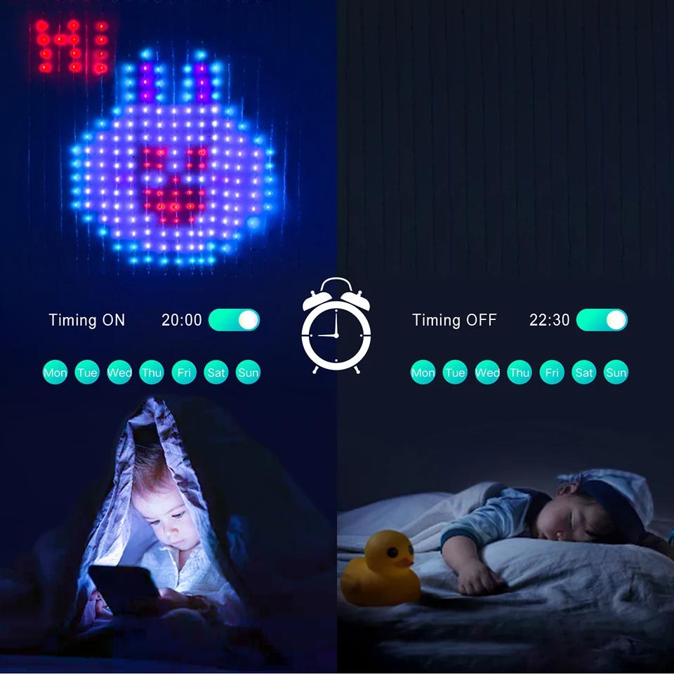 400LEDs USB Led Smart Curtain Lights Bluetooth App Led String RGBIC Fairy Lights DIY Picture Text Lighting Party Christmas Decor