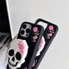 3D Skeleton Flower Holder Phone Case For iPhone 17 16 15 14 13 Pro 12 11 Pro Max Soft Silicone Cover
