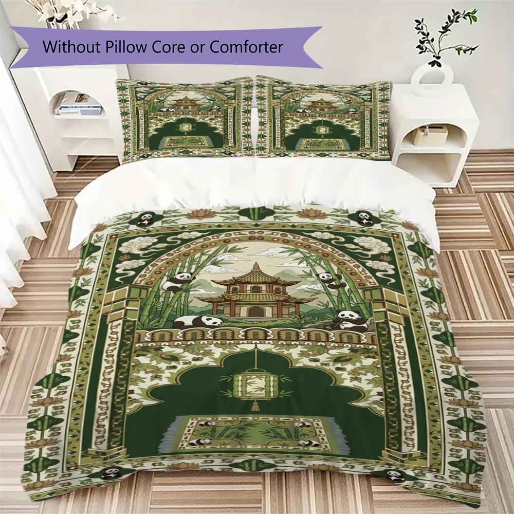 Bear and Panda Pattern Bedding uilt Set uilt Cover Pillowcase Home Decoration Birthday Gift (1 * duvet cover + 2 * pillowcase  without core)169