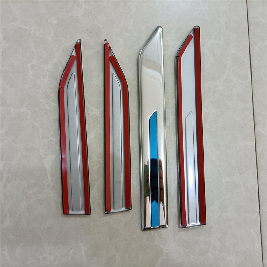 Universal 4x Car Side Body Fender Trims Decoration Stainless Steel Chrome & Blue