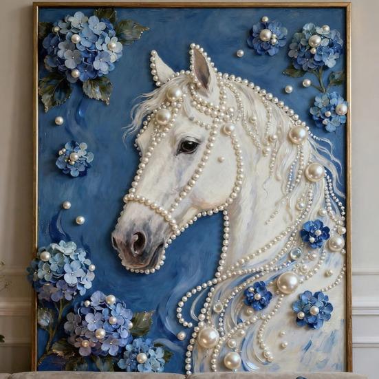 DIY 5D Faux Pearl Painting Kit Castle Butterfly Ocean Sunflower Plastic Pearl Art Kit for Adults Beginner Gemstone Art Craft for Gift Home Wall Decor