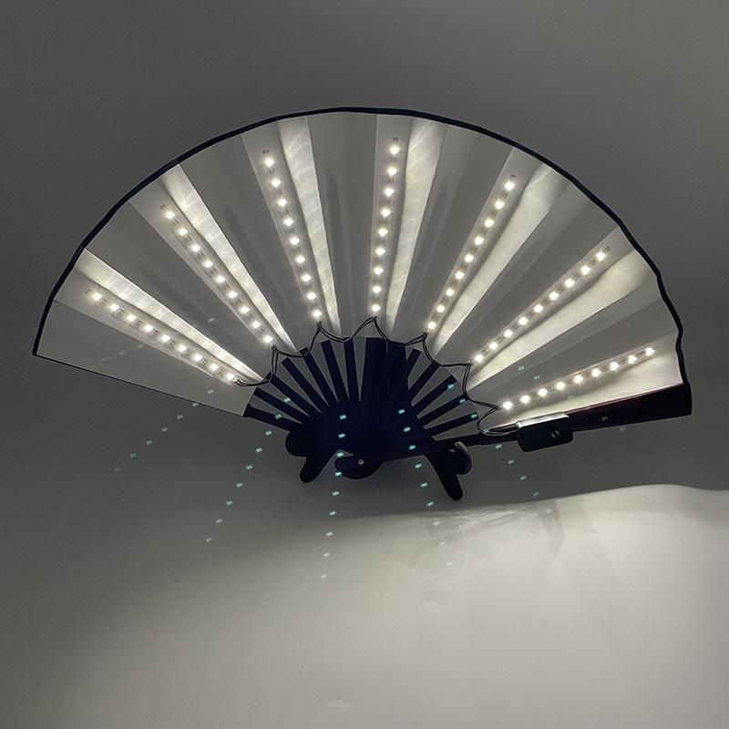 Rose Lace Edge LED Folding Fan - Wedding Gift & Dance Prop