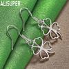 Exquisite 925 Sterling Silver Openwork Four-Leaf Clover Pendant Earrings - Fashion Gift Jewelry