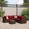 VidaXL Garden Lounge Set 6 Pcs with Cushions Brown Wicker, Outdoor Sofa Set, Garden Corner Sofa, 3308133
