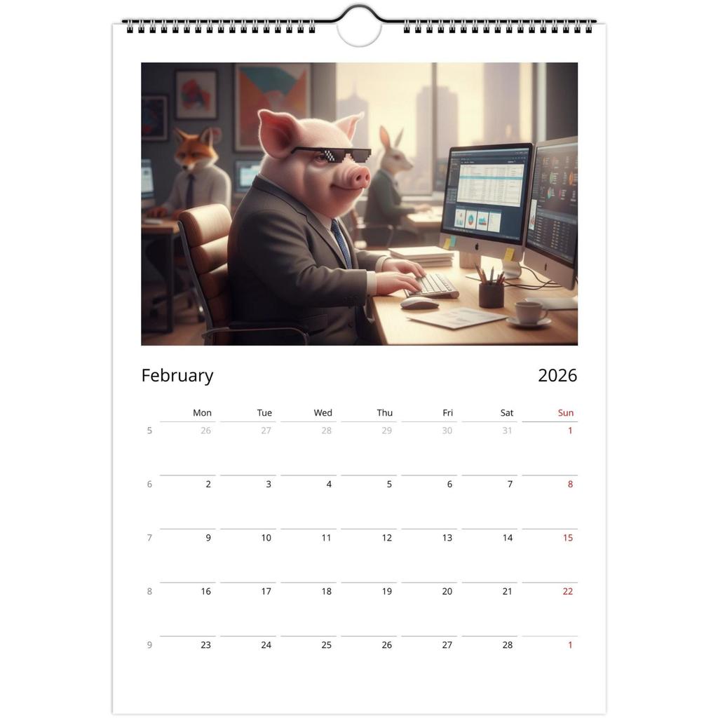 Wandkalender 2026, Kalender mit lustigem Thema, Lustiges Chat-Geschenk, Perfekte Wahl für den Heimgebrauch.