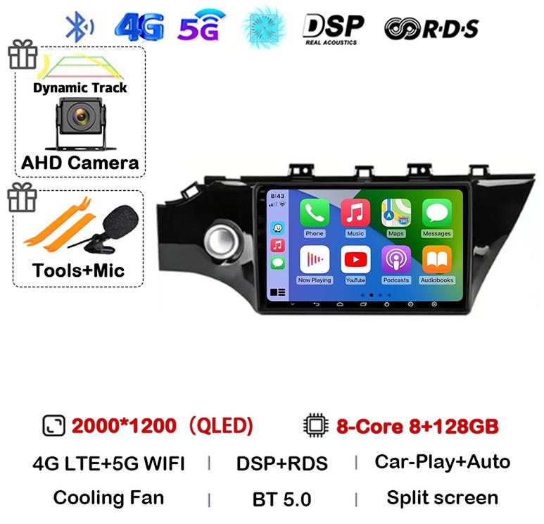 Android 14 Carplay Car Radio For KIA RIO 4 IV FB X-line 3 2011- 2016 2017 2018 2020 2021 Multimedia Player GPS Navigation Stereo
