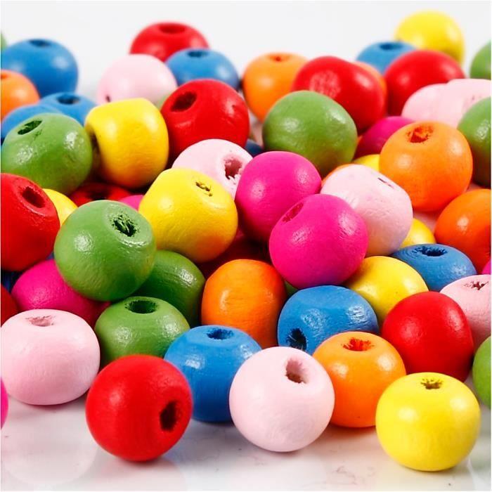 Mix of Round Wooden Beads In Bright Colors and with a Matte Surface. Ref 571060