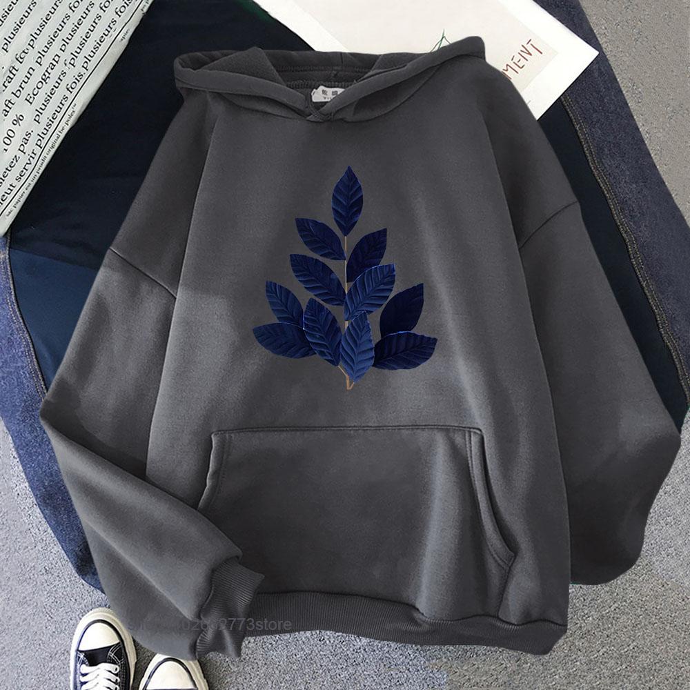 Blue and White Christmas Hoodies Men Chinoiserie Sweatshirts Leaf Print Clothes Y2k Top Women Winter Kpop Sudadera