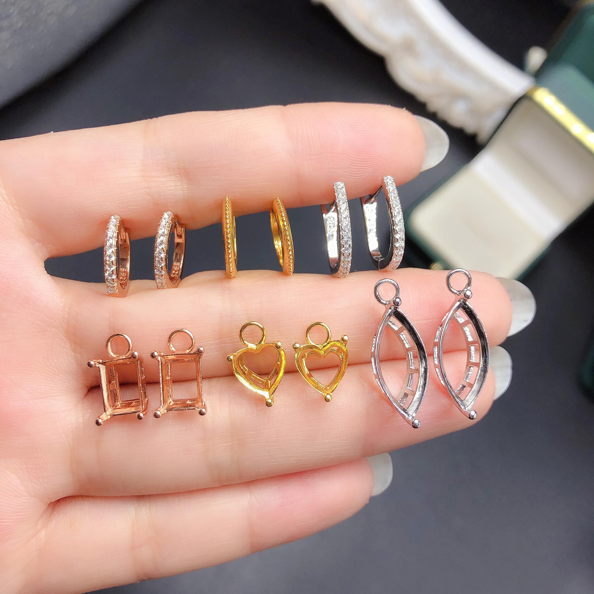 

Серебряные серьги S925: Прямоугольник, Сердце, Маркиз в различных размерах Heart Setting 5*5