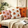 Cute Embroidered Throw Pillow Cover Ghost Pumpkin Cushion Cover, Halloween Holiday Covers Case, Soft Plush Pillowcase for Couch Sofa Bedroom