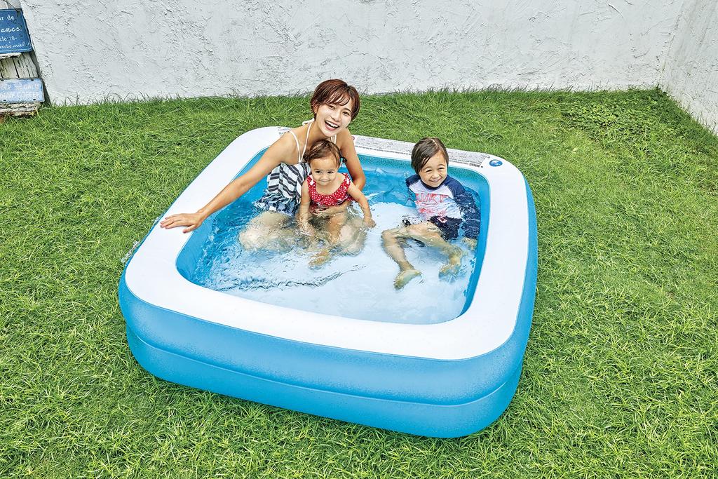 JILONG Square 2-Ring Pool 150 x 150 x 45 cm (inflated size) with large air valvedrain plug JL-688444 BL Medium