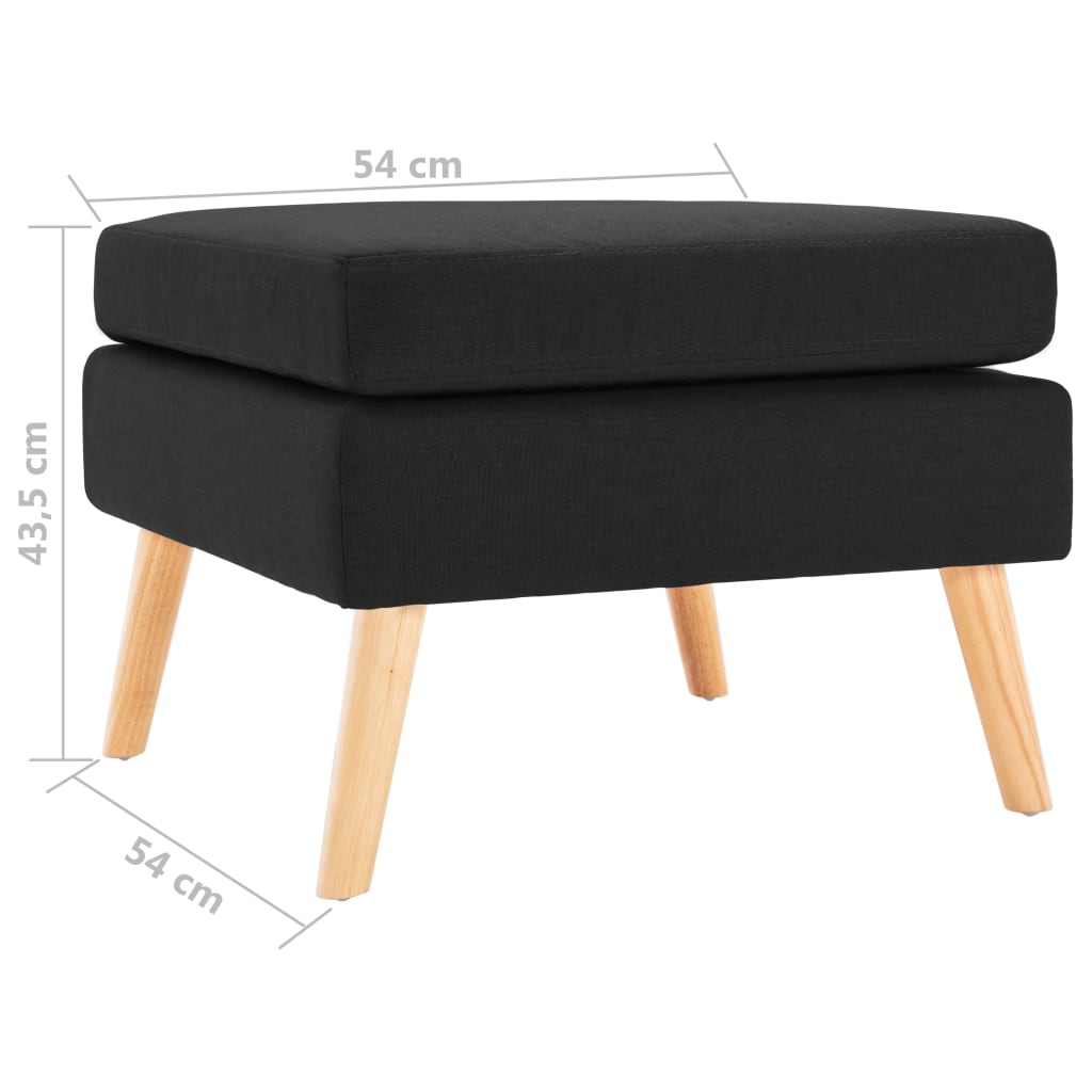 Footstool Black Fabric
