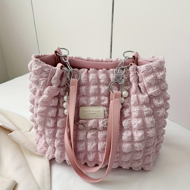 Sommerlich frisch und süß, geraffte Bubble-Cloud-Schultertasche, geräumige Tragetasche für Ausflüge und Pendeln, modische weiche Damenhandtasche