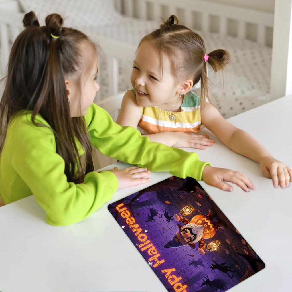 Søte bilder av Halloween-puslespill, Puslespill, Familiepedagogiske spill, Familiemalerier til dekorasjon.