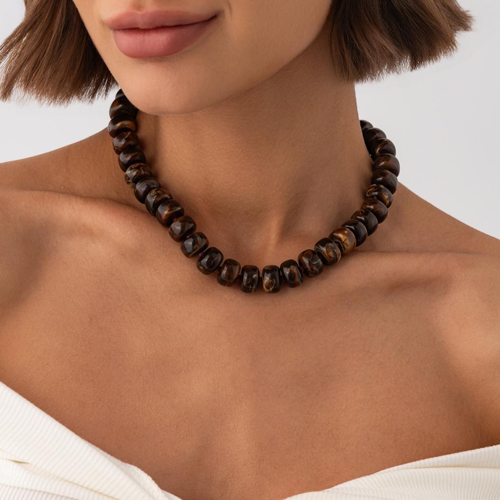14 Colors Bohemian Colorful Acrylic Beads Choker Necklace for Women Fashion Resin Statement Necklaces Summer Beach Jewelry