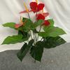 Silk Plants Artificial Multi Branch Red Palm Heart Ear Leaves Wedd Office Decor