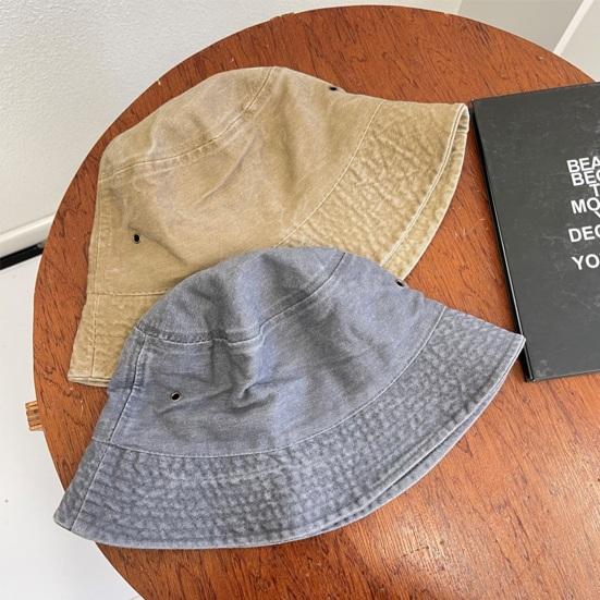 Bucket Hat Solid Color Washed Vintage Anti-UV Sunscreen Decorative Denim Unisex Women Men Cap Headwear