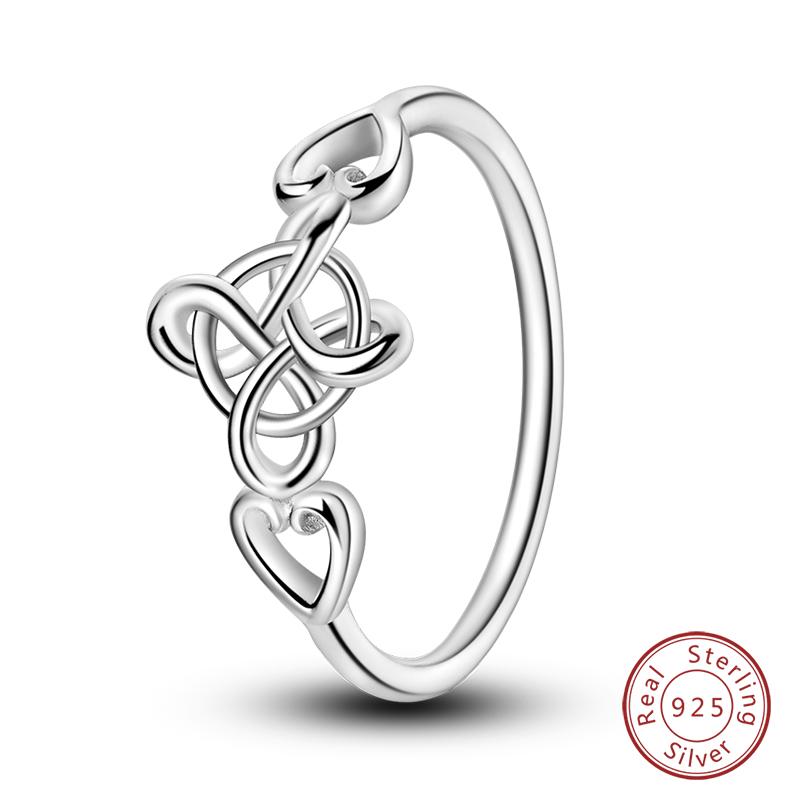 925 Silver Heart Shaped Infinite Minimalist Rings Hollow Celtic Knot Rings For Women Elegant Engagement Wedding Jewelry