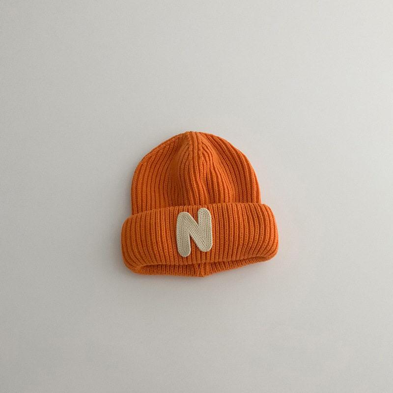Korean Simple Letter P Logo Baby Knitted Wool Pullover Hat - Autumn & Winter Warm Melon Skin Baby Hat