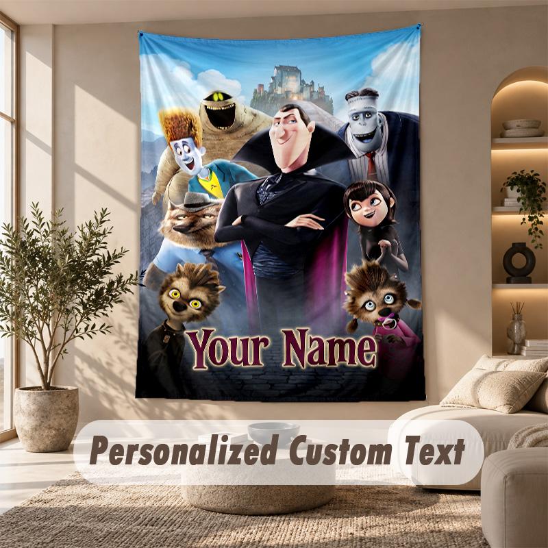Tapestry Custom Name Text, Wall Hanging Tapestry Home Room DecorHotel Transylvania