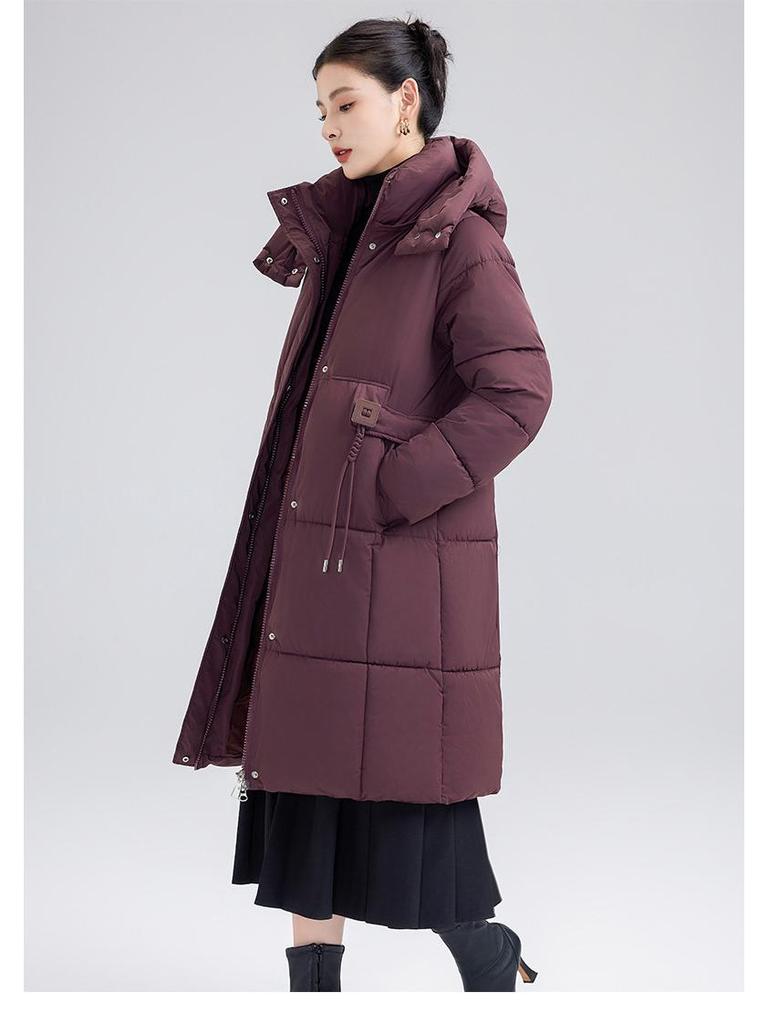 Women's Mid-Length Hooded Down Cotton Jacket - 2024 Autumn Fashion, Casual and Warm Coat