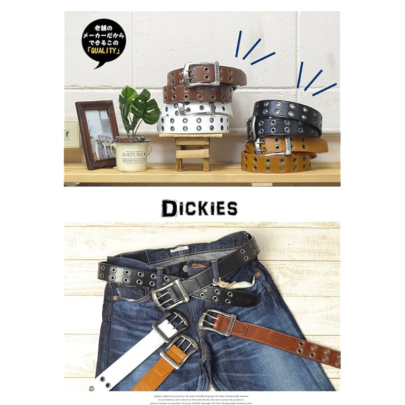 Dickies Eyelet Double Pin PU Leather Belt DS0126C (06: White)