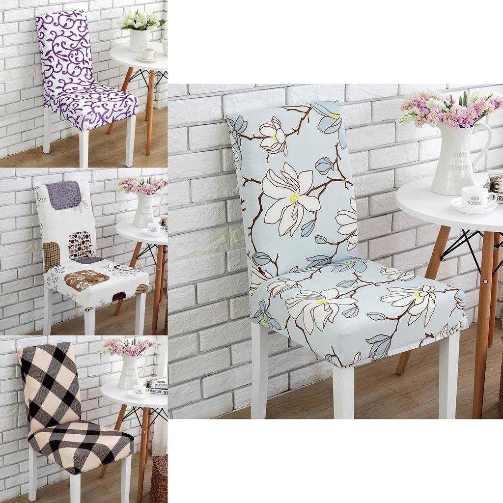 Elegant Elastic Chair Covers For Restaurants And Hotels White Black Floral Print